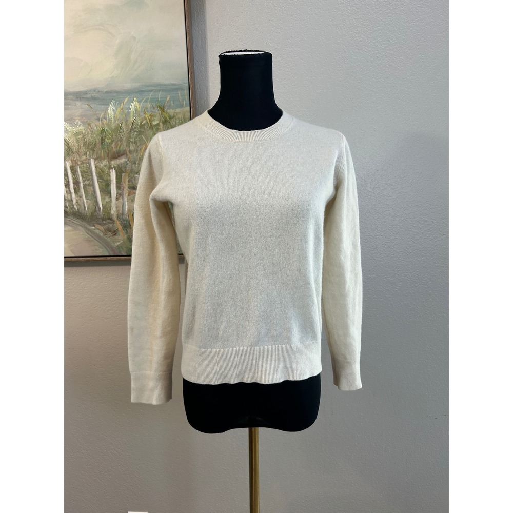 Quince 100% Cashmere Crewneck Sweater Ivory Cream Luxury Soft Long Sleeve Size S